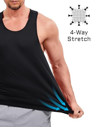 Mens Workout Tank Top UPF 80+ Y-Back Muscle Shirts Quick Dry Sleeveless Tee Shirt for Swim Beach Gym Athletic