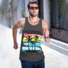 Mens Beach Tank Tops Sleeveless Shirts for Men Summer Hawaiian Graphic Mens Tank Top Workout Gym Shirts Palm Tree Tops