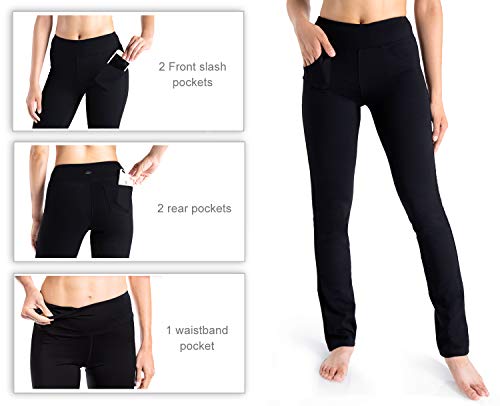 ,5 Pockets,25"/27"/29"/31"/33"/35"/37",Women's Straight Leg Yoga Dress Pants Workout Pants