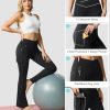 Flare Leggings for Women Yoga Crossover High Waist Pants with Tummy Control Workout Cargo with 5 Pockets Bootcut Leggings