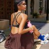 Sports Bras for Women, Medium-High Impact Running Strappy Sports Bra with Removable Pads