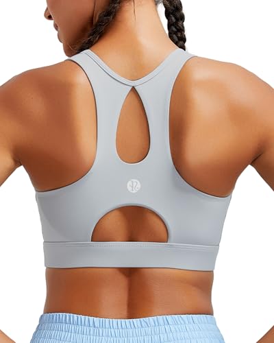 Sports Bras for Women High Support,Racerback Running Bra Molded Cup Sports Bra with Sewn in Pads