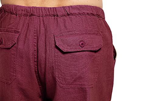 Qiuse Men's Casual Loose Fit Straight-Legs Stretchy Waist Beach Pants