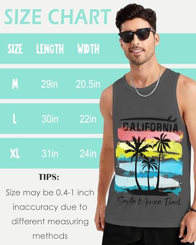 Mens Beach Tank Tops Sleeveless Shirts for Men Summer Hawaiian Graphic Mens Tank Top Workout Gym Shirts Palm Tree Tops