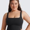 Butterluxe Womens Square Neck Longline Sports Bra - Workout Crop Tank Tops Padded Yoga Camisole with Built in Pads