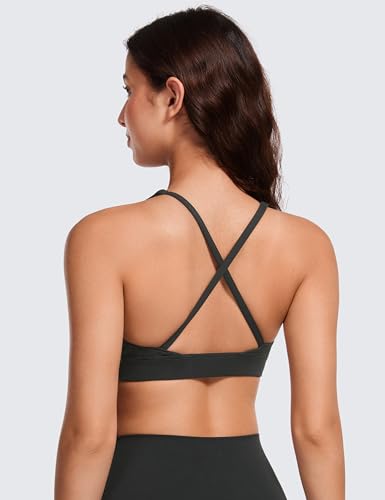 41ZF36-QgHL.jpg Butterluxe Deep V-Neck Sports Bras for Women - Spaghetti Strap Criss Cross Padded Top Low Coverage Wireless Yoga