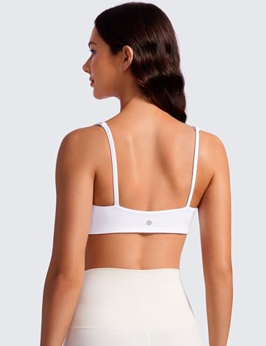 Butterluxe Spaghetti Strap Sports Bras for Women - Square Neck Yoga Wireless Low Coverage Padded Cami Crop Top