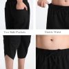 41ajonJwvmL.jpg Men's Linen Yoga Pants Casual Beach Loose 3/4 Harem Trousers Summer Elastic Drawstring Capri Pants