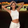 41bJ7JPQCEL.jpg Womens 3 Pack Crop Tank Tops Basic Seamless Ribbed Round High Neck Racerback Workout Top Summer Causal Yoga Gym Shirts