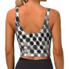 Women's Elastic Sports Bra Yoga Tank Top Quick Dry Fabric Round Silver Print