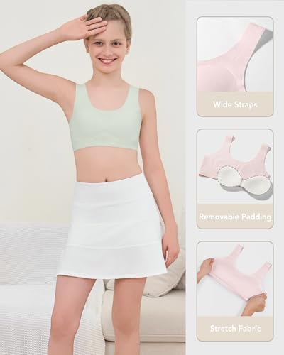 Training Bras for Girls 10-16 Sports Seamless Bra with Removable Padding Bras