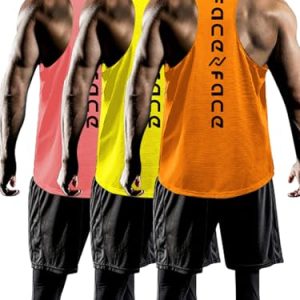 Tank Tops Men Y-Back Muscle 3 Pack Dry Fit Sleeveless Workout Tank Tops for Men Mesh Material Running Gym