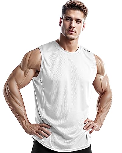 41cQTFmLj2L.jpg Men's 4, 3, 1 Pack Tank Tops Sleeveless Shirts Workout Athletic Muscle Mesh Dry Fit Gym Training Active Athletic