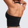 Womens Butterluxe Halter Longline Sports Bra - Padded Workout Yoga Crop Tops Tanks with Built in Pads