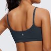 Womens Butterluxe Adjustable Spaghetti Strap Sports Bra - Scoop Neck Wireless Padded Yoga Workout Crop Top