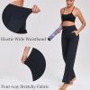 Women's Wide Leg Pants Hight Waisted Work Casual Yoga Workout Pants with Pockets Petite/Regular/Tall