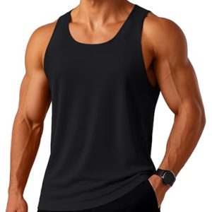 Mens Workout Tank Top UPF 80+ Y-Back Muscle Shirts Quick Dry Sleeveless Tee Shirt for Swim Beach Gym Athletic