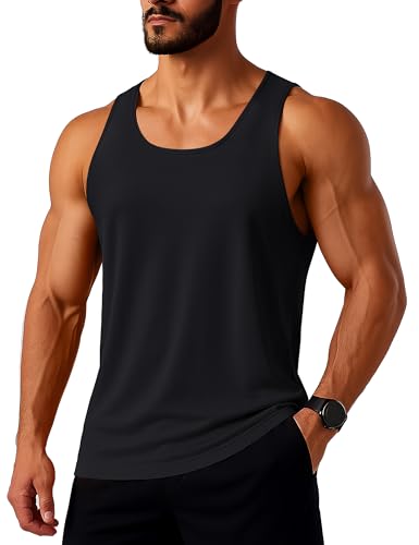 Mens Workout Tank Top UPF 80+ Y-Back Muscle Shirts Quick Dry Sleeveless Tee Shirt for Swim Beach Gym Athletic
