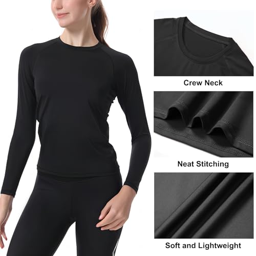 Women's Athletic Compression Long Sleeve Workout Tops Quick Dry Gym Running Yoga Shirts