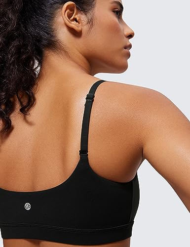 Womens Butterluxe Adjustable Spaghetti Strap Sports Bra - Scoop Neck Wireless Padded Yoga Workout Crop Top
