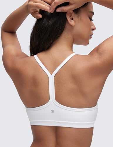 Butterluxe Womens Ruched V Neck Sports Bra - Y Back Spaghetti Thin Strap Wireless Padded Yoga Crop Top