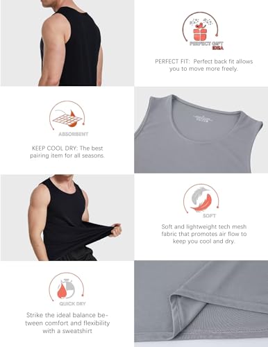 6 Pack Men's Quick Dry Workout Tank Tops Breathable Gym Sleeveless Muscle Shirts for Active Men