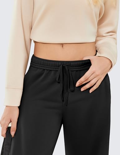 Women's High Waisted Straight Leg Sweatpant Comfy Interior Drawstring Workout Sweat Pants Pocket Warm Casual Pant