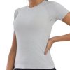 Seamless Short Sleeve Workout Shirts for Women Breathable Running Workout Tops Athletic Gym Yoga Basic Shirts