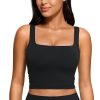 Butterluxe Womens Square Neck Longline Sports Bra - Workout Crop Tank Tops Padded Yoga Camisole with Built in Pads
