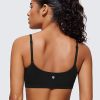 Womens Butterluxe Adjustable Spaghetti Strap Sports Bra - Scoop Neck Wireless Padded Yoga Workout Crop Top