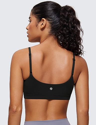 Womens Butterluxe Adjustable Spaghetti Strap Sports Bra - Scoop Neck Wireless Padded Yoga Workout Crop Top