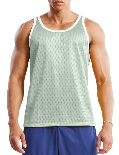 Men's Mesh Basketball Tank Top Workout Gym T-Shirts Sleeveless Training Shirt