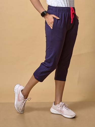 Women's Capri Pant Cropped Jogger with Side Pockets & Drawstring | Stretchable Relaxed-Fit Casual Lounge Track Pants