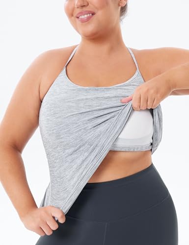 Women's Racerback Workout Tank Tops Sleeveless Yoga Athletic Shirts with Built in Bra