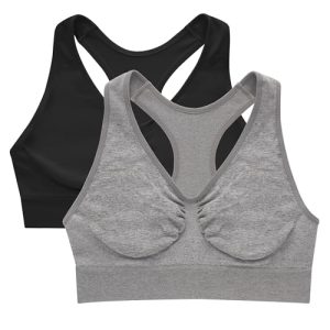 Women's Seamless Racerback Bra, Pullover Full-Coverage Bralette, 2-Pack