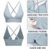 V Neck Adjustable Spaghetti Straps Sports Bra for Women, Padded Criss Cross Back Longline Yoga Bra Workout Crop Top Multipack