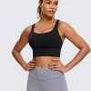 Womens Strappy Longline Sports Bra - Medium Impact Criss Cross Yoga Padded Workout Crop Top