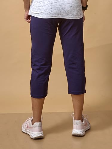 Women's Capri Pant Cropped Jogger with Side Pockets & Drawstring | Stretchable Relaxed-Fit Casual Lounge Track Pants