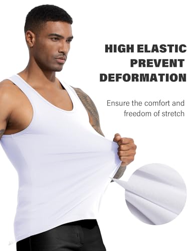Men's Workout Tank Top 4 Pack Muscle Sleeveless Gym Shirts Activewear Slimming Vest Undershirts