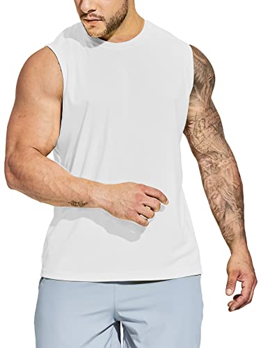3 Pack Men's Workout Tank Tops UPF 50+ Swim Shirts Quick Dry Running Sleeveless UV Protection Muscle Tees