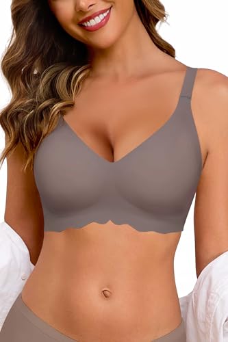 Wireless T Shirt Bra Seamless Push Up Bralette Full Coverage V Neck Comfortable Bras for Women