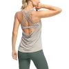 Women's Open Back Workout Athletic Yoga Tank Tops with Built in Bra
