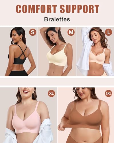Womens Wireless Seamless Pullover Bra with Soft Support Vest No Underwire Criss Cross Back T Shirt Bra