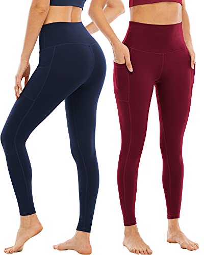 4 Pack Leggings with Pockets for Women,High Waist Tummy Control Workout Yoga Pants