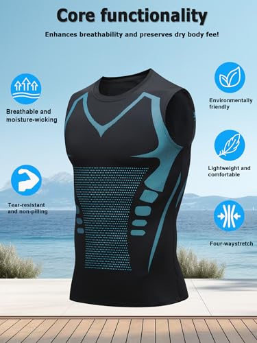 Mens Tank Tops,Sport Running Dry Fit Gym Shirt, Wicking Athletic Mesh Breathable Muscle Tee Workout Sleeveless Shirts