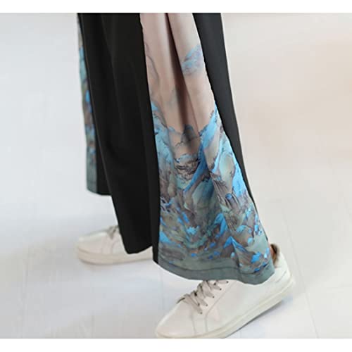 Mens Wide Leg Palazzo Pants Elastic Waist Yoga Painting Patch Slack