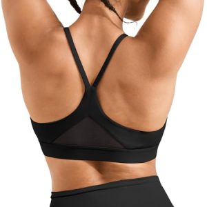 Womens Comfort Y Back Sports Bras - Medium Impact Supportive Workout Bra - Spaghetti Straps Yoga Bra Tops with Removable Pads