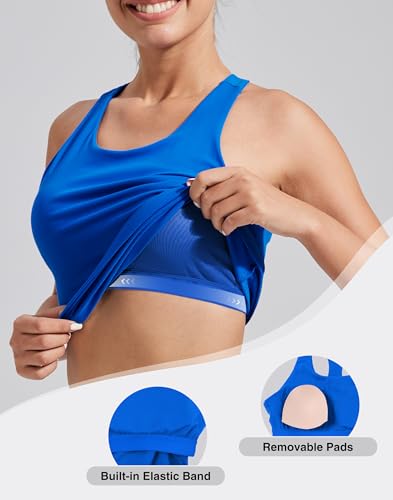 Workout Tank Tops for Women with Build-in Bra Racerback Sleeveless Gym Tennis Pickleball