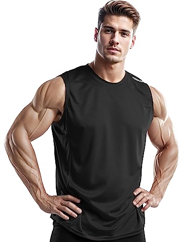 41oRnO5brbL.jpg Men's 4, 3, 1 Pack Tank Tops Sleeveless Shirts Workout Athletic Muscle Mesh Dry Fit Gym Training Active Athletic