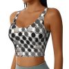 Women's Elastic Sports Bra Yoga Tank Top Quick Dry Fabric Round Silver Print